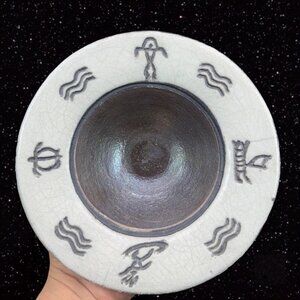 Studio Art Pottery Bowl Dish‎ Hand Made Signed By Artist 2006 White Marks 8"Wide